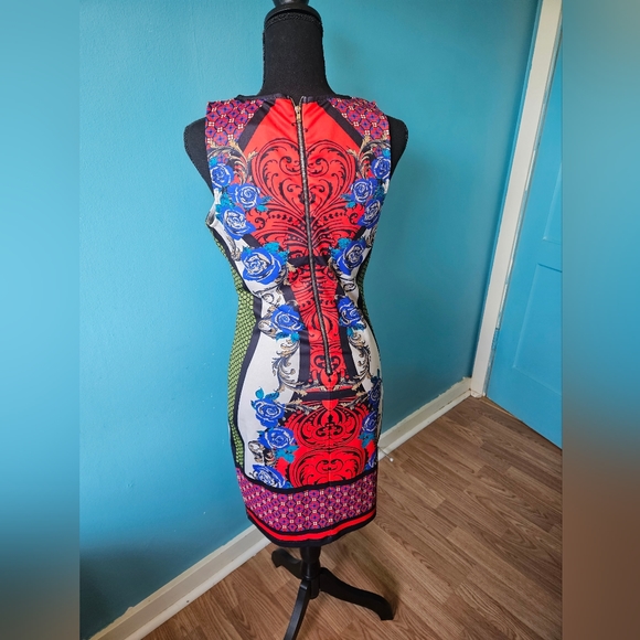 Flying Tomato Mosaic stretch printed dress size L - Picture 6 of 7